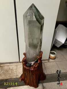 纯天然白水晶柱摆件 高80CM 绿幽灵水晶原石