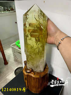 黄晶六棱柱原石打磨 46CM 天然黄水晶柱摆件 一物一图 12110819号