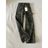 显瘦设计感百搭高腰阔腿长裤 女夏季 子 潮流复古港风新款 迷彩牛仔裤