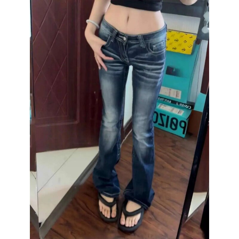 2025新款美式怀旧辣妹低腰新款紧身微喇牛仔裤显瘦百搭修身长裤潮