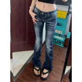 美式 长裤 怀旧辣妹低腰新款 显瘦百搭修身 潮 紧身微喇牛仔裤 2025新款
