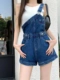 复古辣妹牛仔背带短裤 显瘦百搭热裤 女夏季 弹力高腰修身 子 薄款 美式