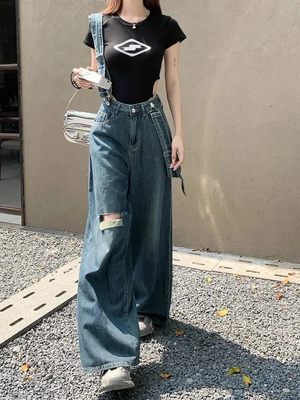 阔腿裤长裤常规牛仔裤女四季通用