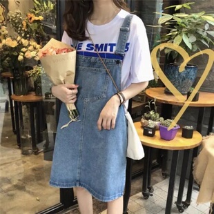 夏季韩版新款大口袋减龄背带裙女胖mm大码宽松显瘦学生百搭连衣裙