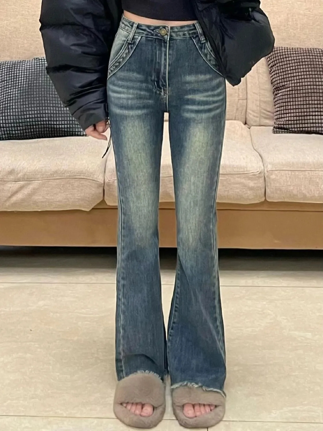 微喇裤长裤常规牛仔布料四季通用