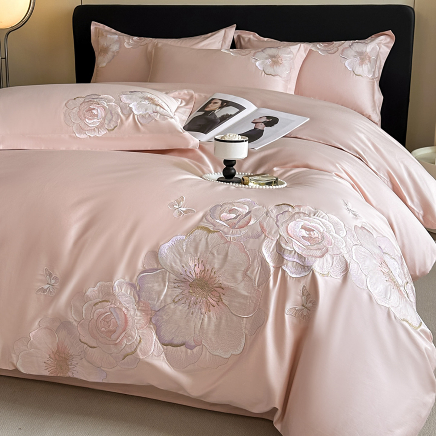 恒源祥全棉绣花四件套轻奢纯棉床单被套100%全棉四季通用床上用品