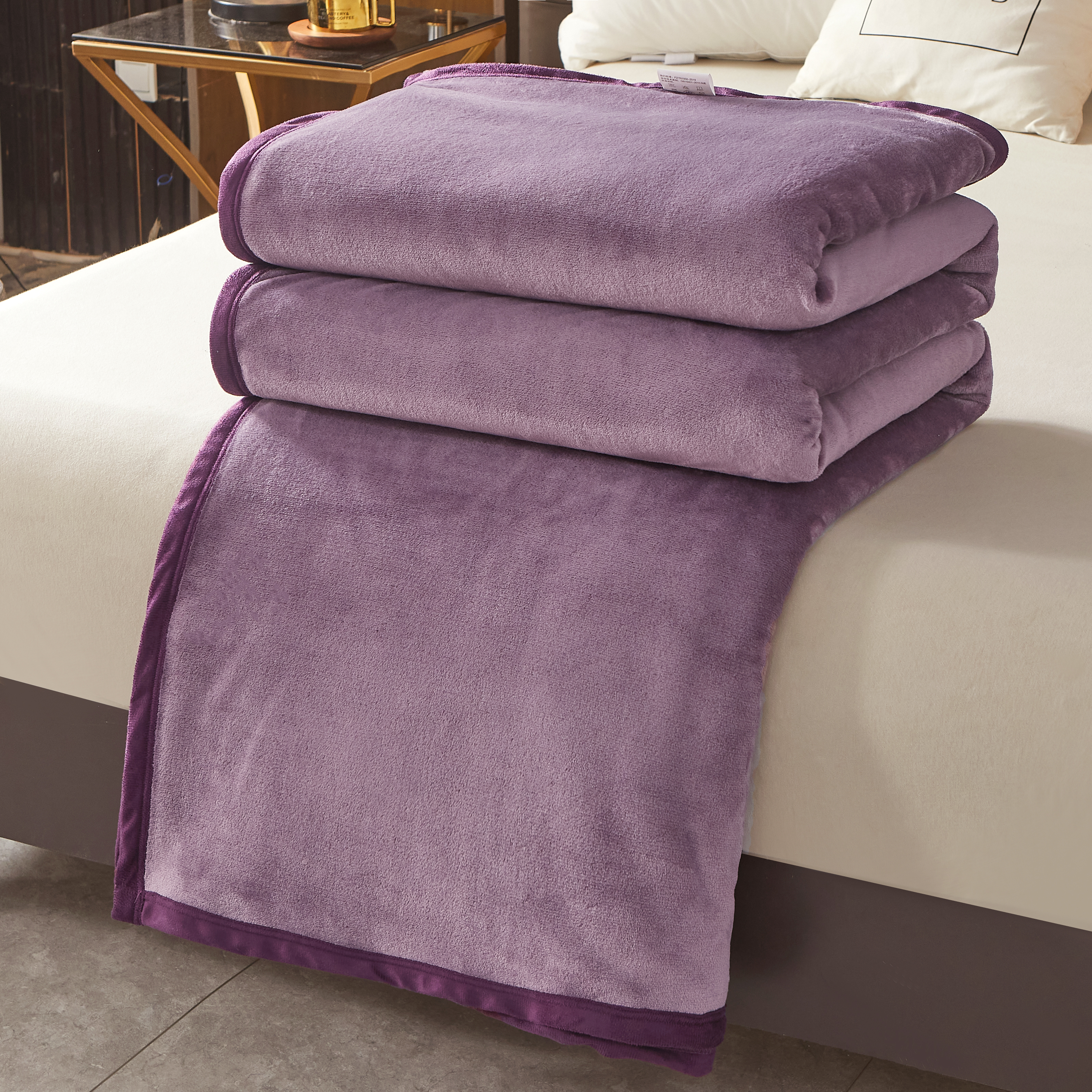 恒源祥素色亲肤云貂绒毛毯加厚保暖双面绒毯床单加大沙发盖毯子