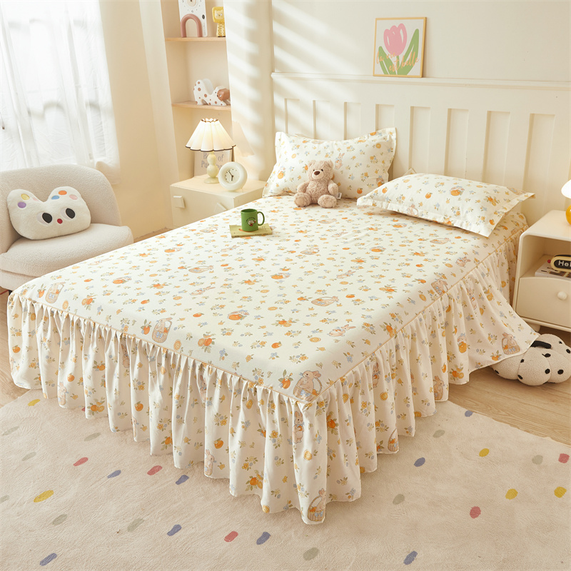 恒源祥新款全棉韩版印花床裙单件纯棉公主风床裙款三件套四季通用