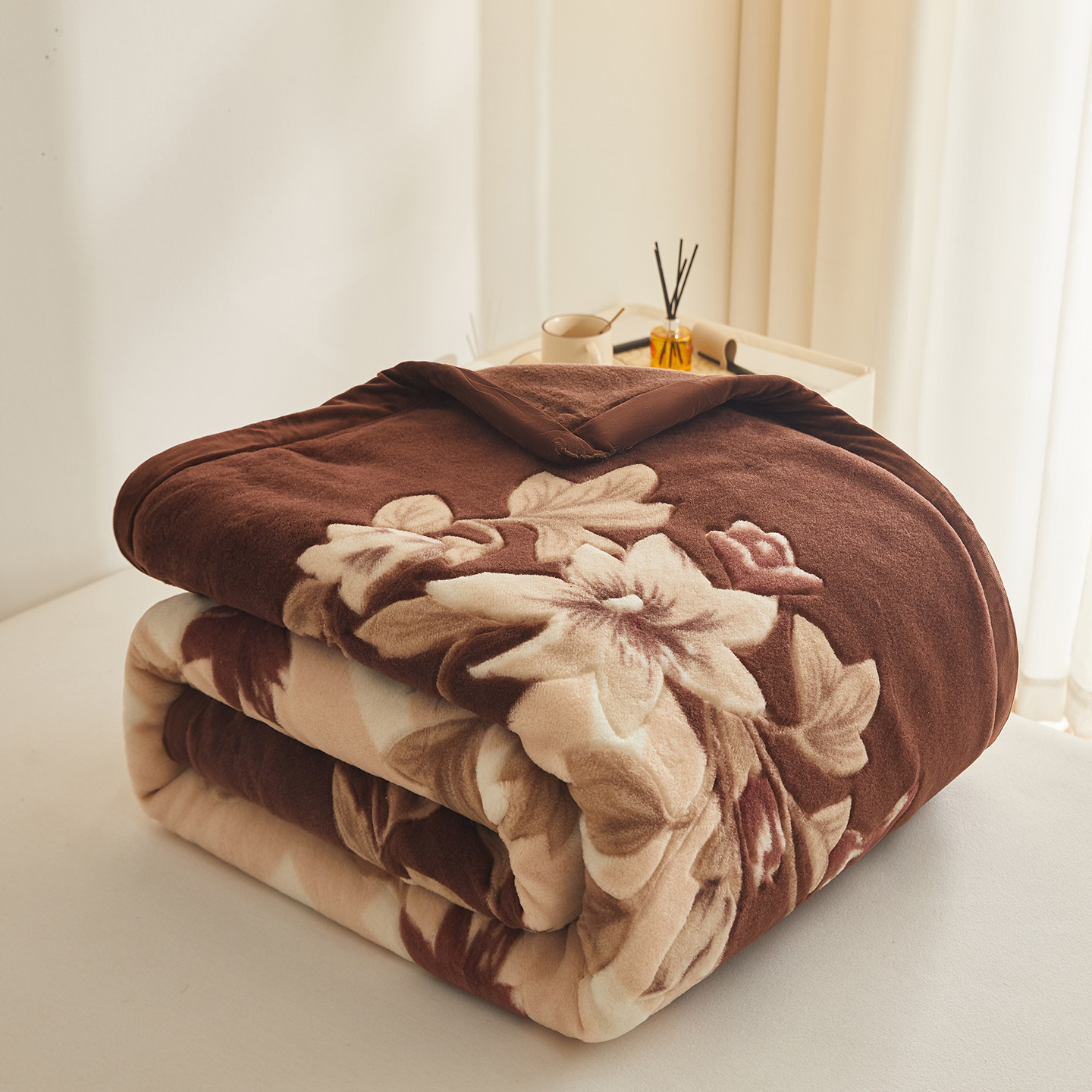 恒源祥纯澳毛双层印花立绒羊毛毯秋冬加厚羊毛毯子8斤厚毯子家用