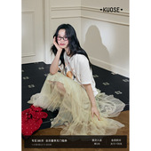 半袖 阔色白色宽松图案t恤正肩上衣26春季 新女装 休闲通勤穿搭秋冬