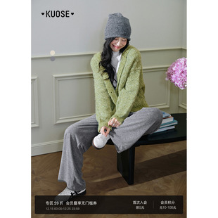 长裤 阔色灰色休闲直筒阔腿裤 垂感慵懒杏色卫裤 新款 子女2025秋冬季