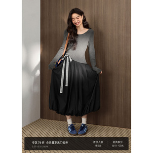 阔色白色飘带半身裙花苞裙a字裙26春季 女半裙长裙子秋 穿搭新款