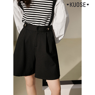 高腰短裤 阔色小个子黑色五分西装 春秋休闲中裤 女2024新款 子夏 裤