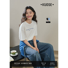 阔色灰色短袖T恤女2025夏季新款正肩修身显瘦休闲宽松白色上衣