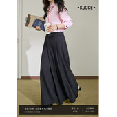 长裤 阔色黑灰色西装 新款 通勤休闲高腰阔腿裤 半身裙裤 女2025秋冬季