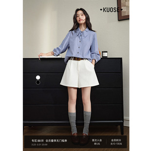 直筒休闲裤 黑色显瘦阔腿五分裤 短裤 新款 秋 女2026春季 阔色白色西装