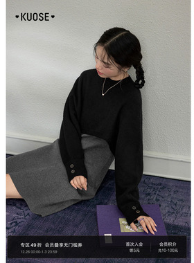 阔色灰色不规则收腰显瘦连衣裙女25秋冬新款针织披肩毛衣两件套装