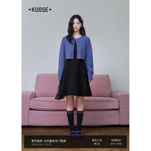女装 穿搭新款 上衣连衣裙子 背心裙两件套25秋冬季 阔色紫色毛衣开衫