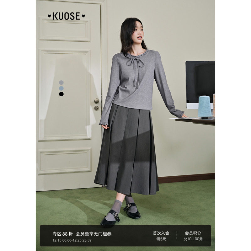 miu系蝴蝶结上衣长袖T恤阔色