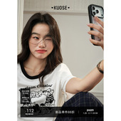 阔色字母刺绣正肩短袖 搭配好看白色上衣秋 女装 t恤2026春夏季 新款