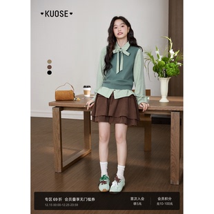 阔色咖啡色蛋糕裙半裙2025秋冬季 女a字裙半身裙短裙子卡其色 新款