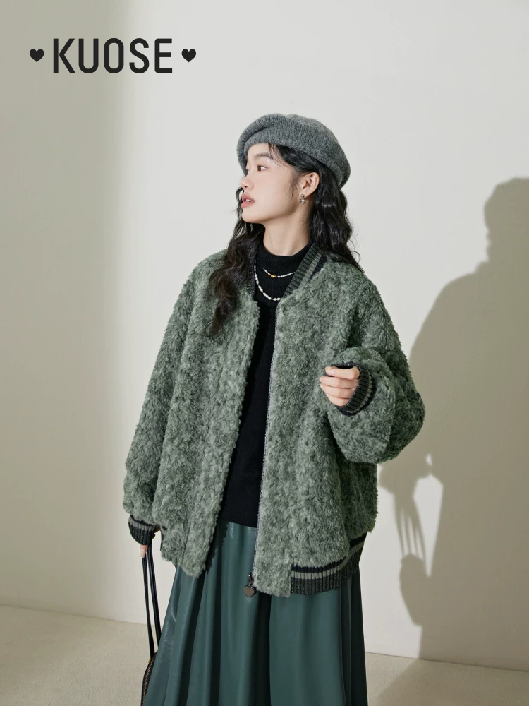 넓은 넓은 위한 색상 녹색 녹색 야구 야구 재킷 재킷 야구 여성 여성 여성 겨울 겨울 미국 복고풍 양모 양모 양모