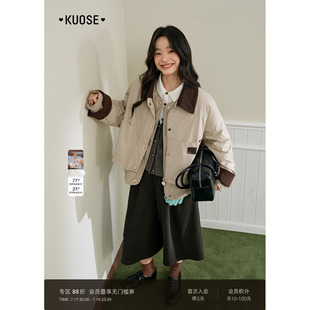 阔色卡其色翻领羽绒服两件套装休闲外套2025秋冬季新款女上衣轻薄