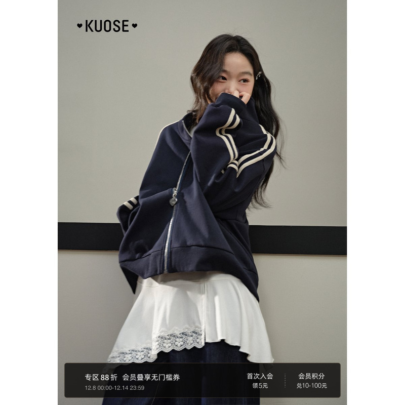 蝴蝶结翻领卫衣外套休闲穿搭