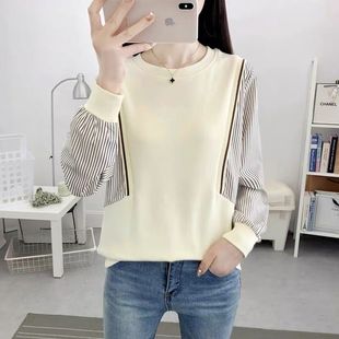 上衣外穿秋衣 高级感假两件卫衣女士宽松圆领长袖 2025新款 春秋季