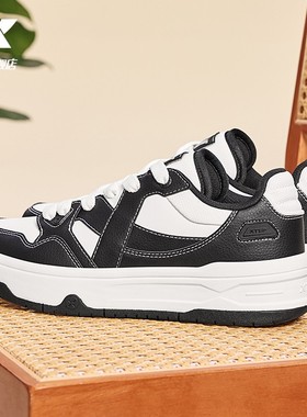 特步maxx2|板鞋男鞋冬季新款复古厚底休闲鞋情侣革面轻便运动鞋女