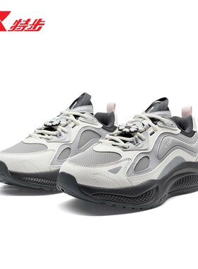 特步弥繁CNY休闲鞋女鞋春季革面防水轻便轻便老爹鞋975118320027