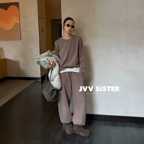 2026冬季宽松卫衣长裤三件套女
