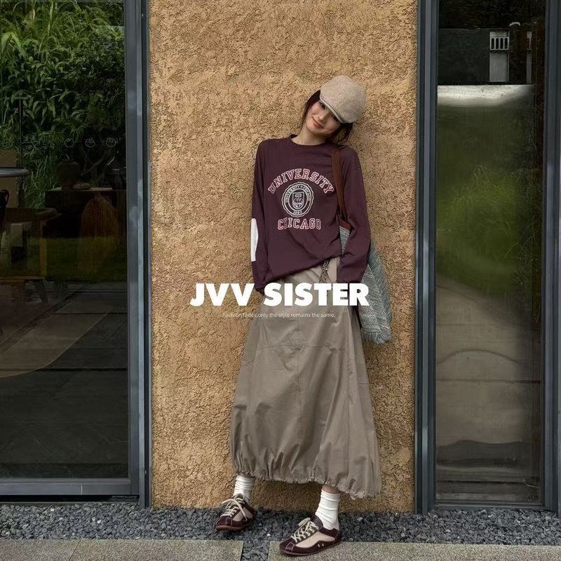 JVV十三行2026秋季新款时髦户外工装风灯笼裙显瘦女百搭半身裙