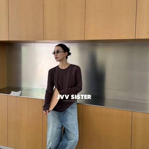 2026秋新圆领长袖女T恤显瘦