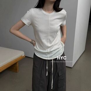 HYC十三行2026夏季新款简约设计感短袖T恤女潮显瘦百搭上衣