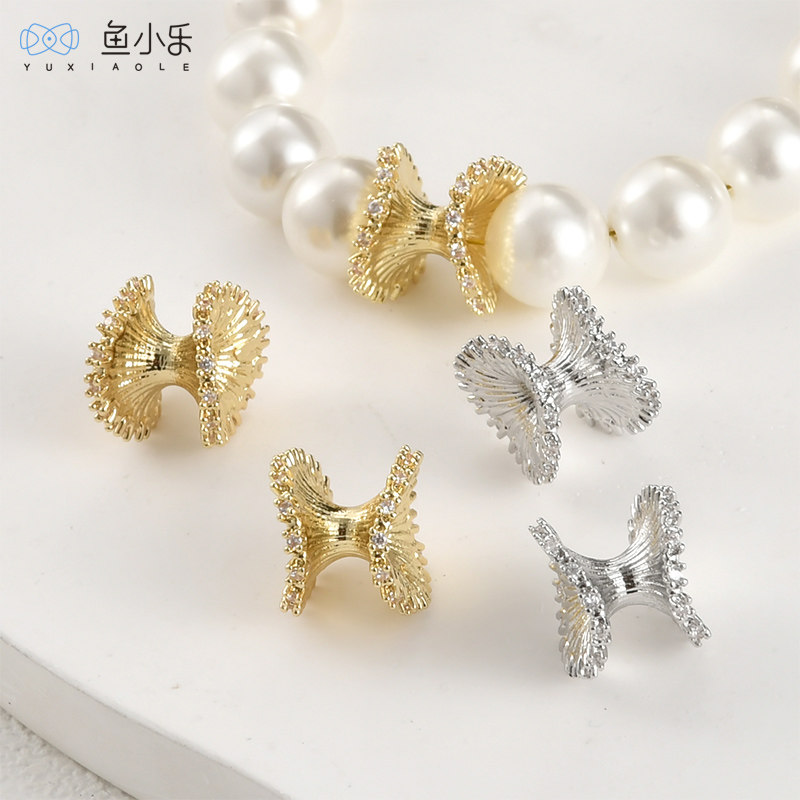 14k保色双头花锆石裙边花托隔珠diy手作手链项链串珠水晶手串配件,饰品/流行首饰/时尚饰品新,其他DIY饰品配件,淘宝优惠券,粉丝福利购,淘宝优惠卷