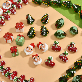 圣诞老人头圣诞袜礼盒圣诞树系列直孔琉璃珠diy手链项链饰品配件