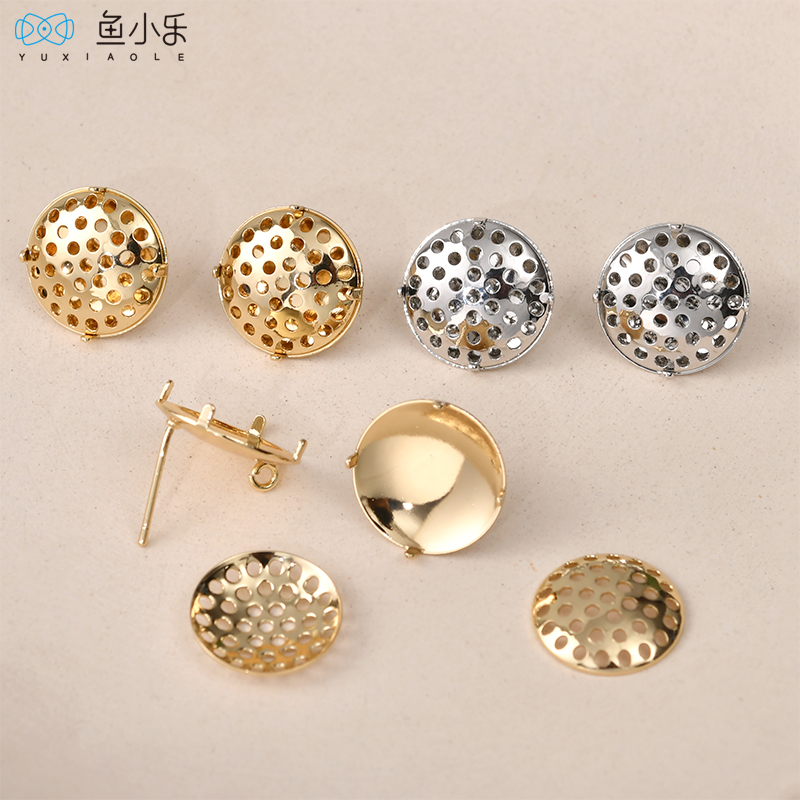 耳环耳钉金色莲蓬头饰品配件