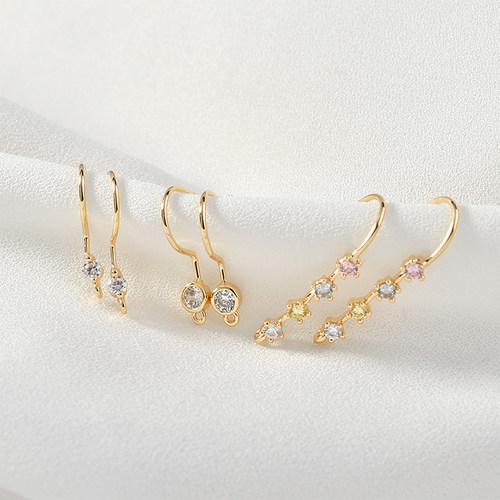 锆石耳钩镀18k金色饰品材料