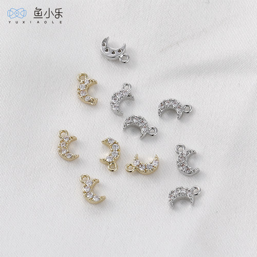 diy包金迷你锆石小月牙收尾吊坠