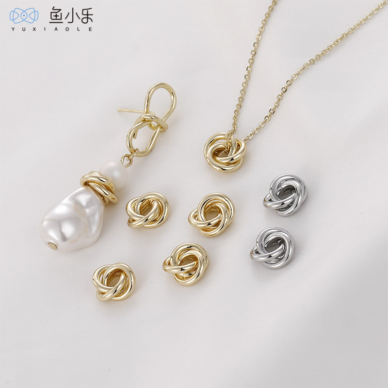 14k包金扭扭铜圈垫片三合花隔珠diy手工耳饰品项链手链吊坠配件
