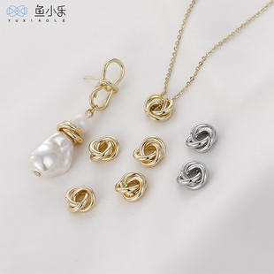14k包金扭扭铜圈垫片三合花隔珠diy手工耳饰品项链手链吊坠配件