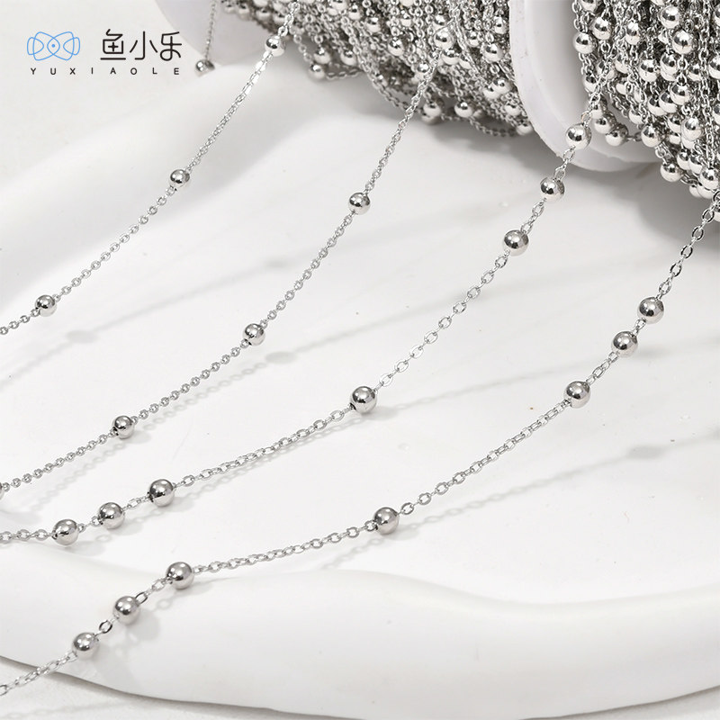 铜镀白金色保色单株链三珠链项链手链diy毛衣链耳饰链条手作材料