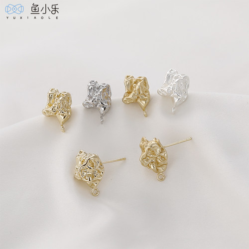 14k金不规则熔岩耳针手作材料