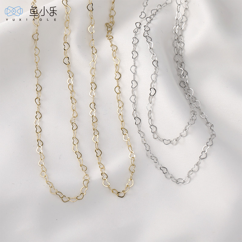 保色14K包金链条桃心爱心形链diy手工项链手链延长链首饰品材料