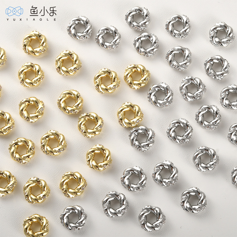 铜镀14k真金保色麻花锆石隔珠DIY