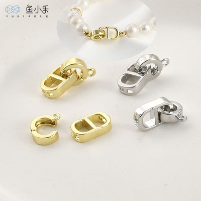 铜镀14k真金日字扣连接扣diy