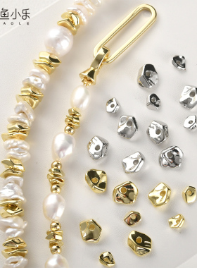 14k电镀真金保色不规则仿石头碎石形状隔珠diy串珠手链项链材料