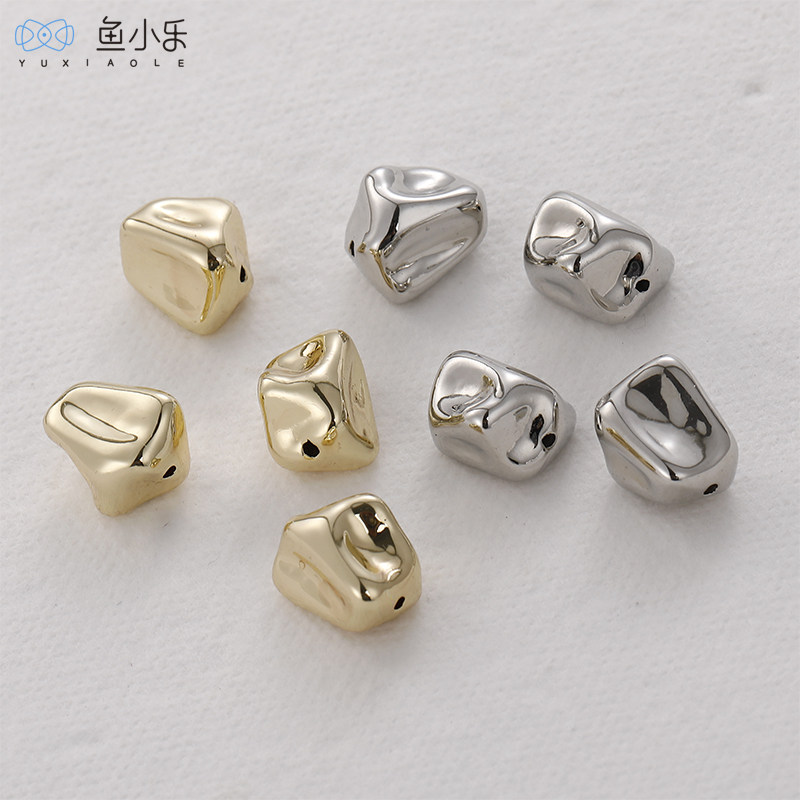 不规整方形异形树脂保色电镀diy金色白K串珠耳饰品手链项链配件