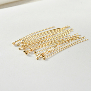 铜镀18k真金色保色珠针球针圆头针串珠子配件diy手工饰品材料连接